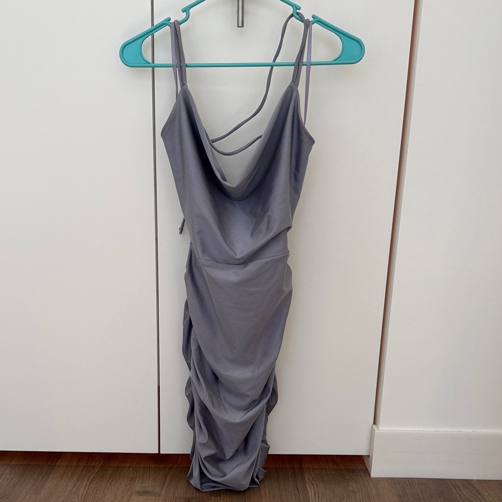 Windsor Gray Backless Draped Dress